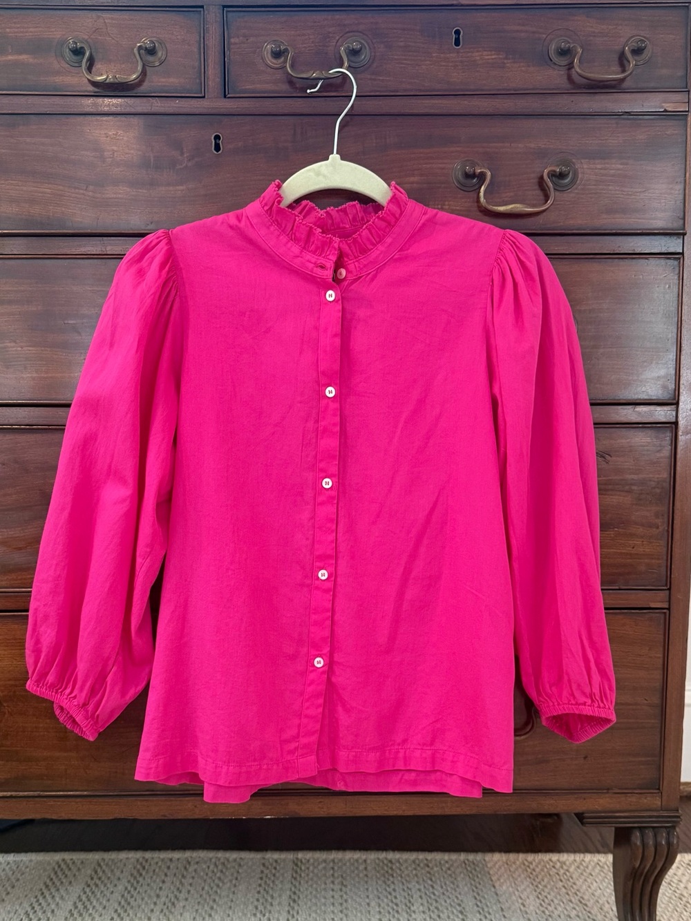 Gap Ruffle Neck Pink Blouse